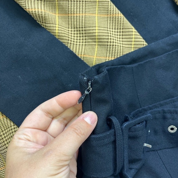 rokh Navy Scarf Insert Skirt Pleated Asymmetrical Midi - Picture 9 of 16